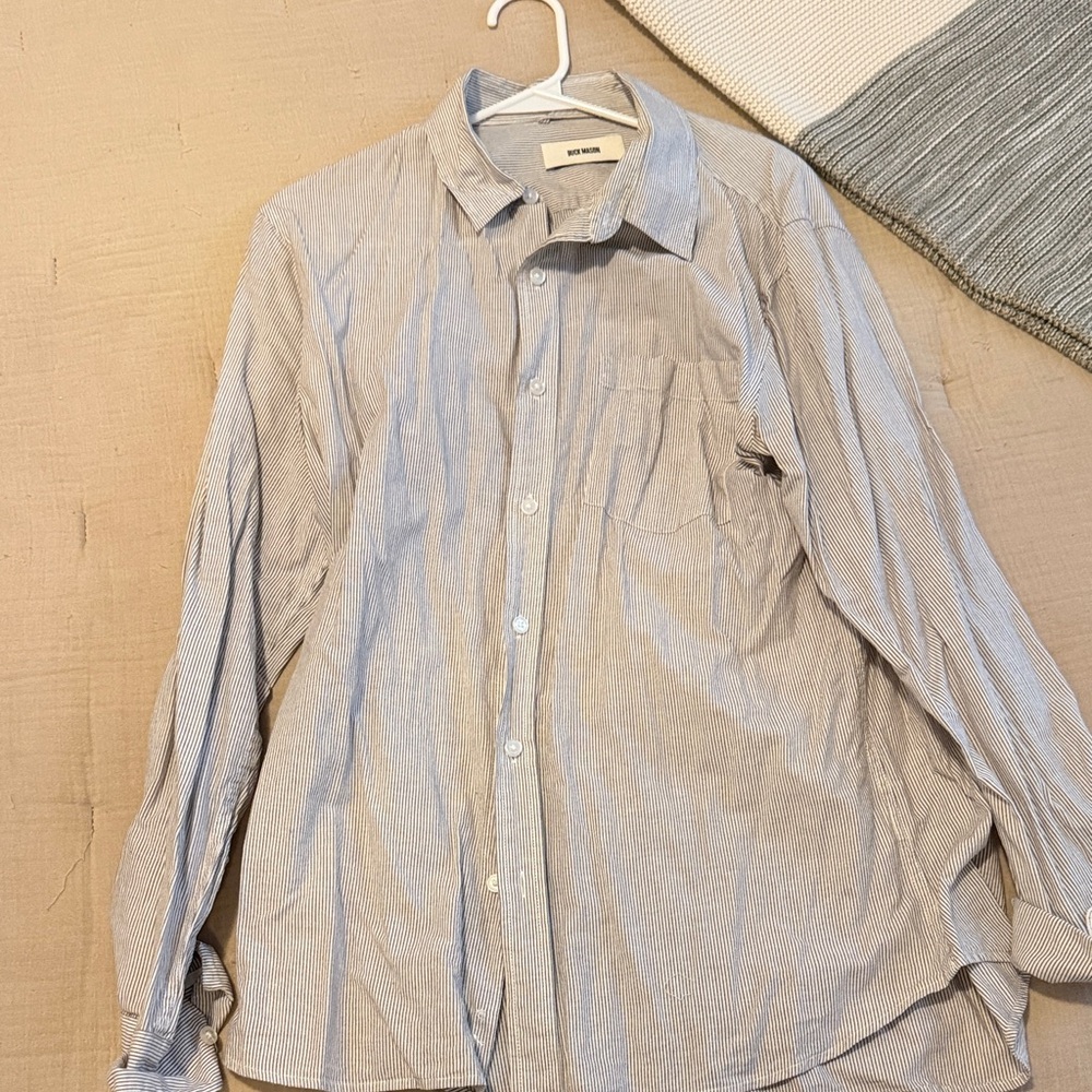 Buck Mason Brow and White Striped Oxford Shirt